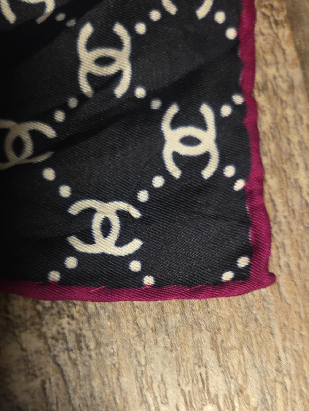 Chanel CC Monogram Navy Blue, White, Purple Silk Scarf 34x34 Inches - Picture 9 of 17